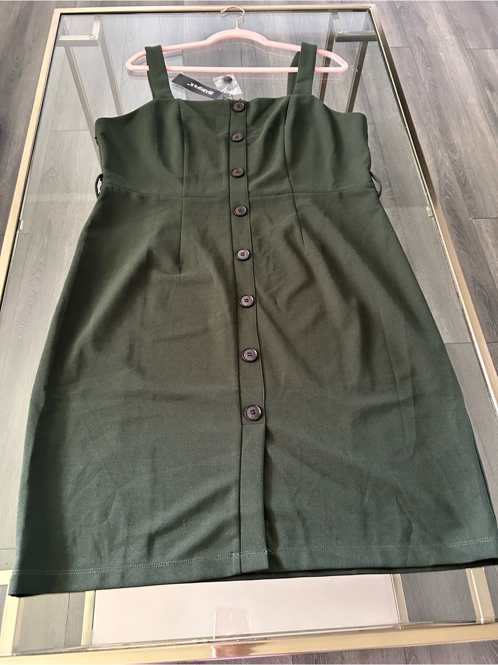 Allegra K Dark Green Button-Front Mini Dress